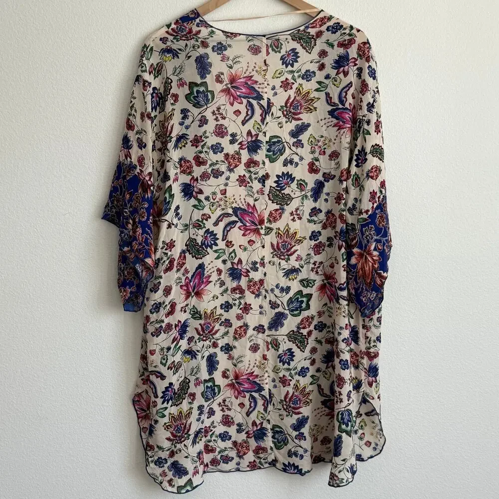 Democracy Floral Kimono Lightweight Vibrant Boho Festival Coastal Artistic S/M - Picture 7 of 7